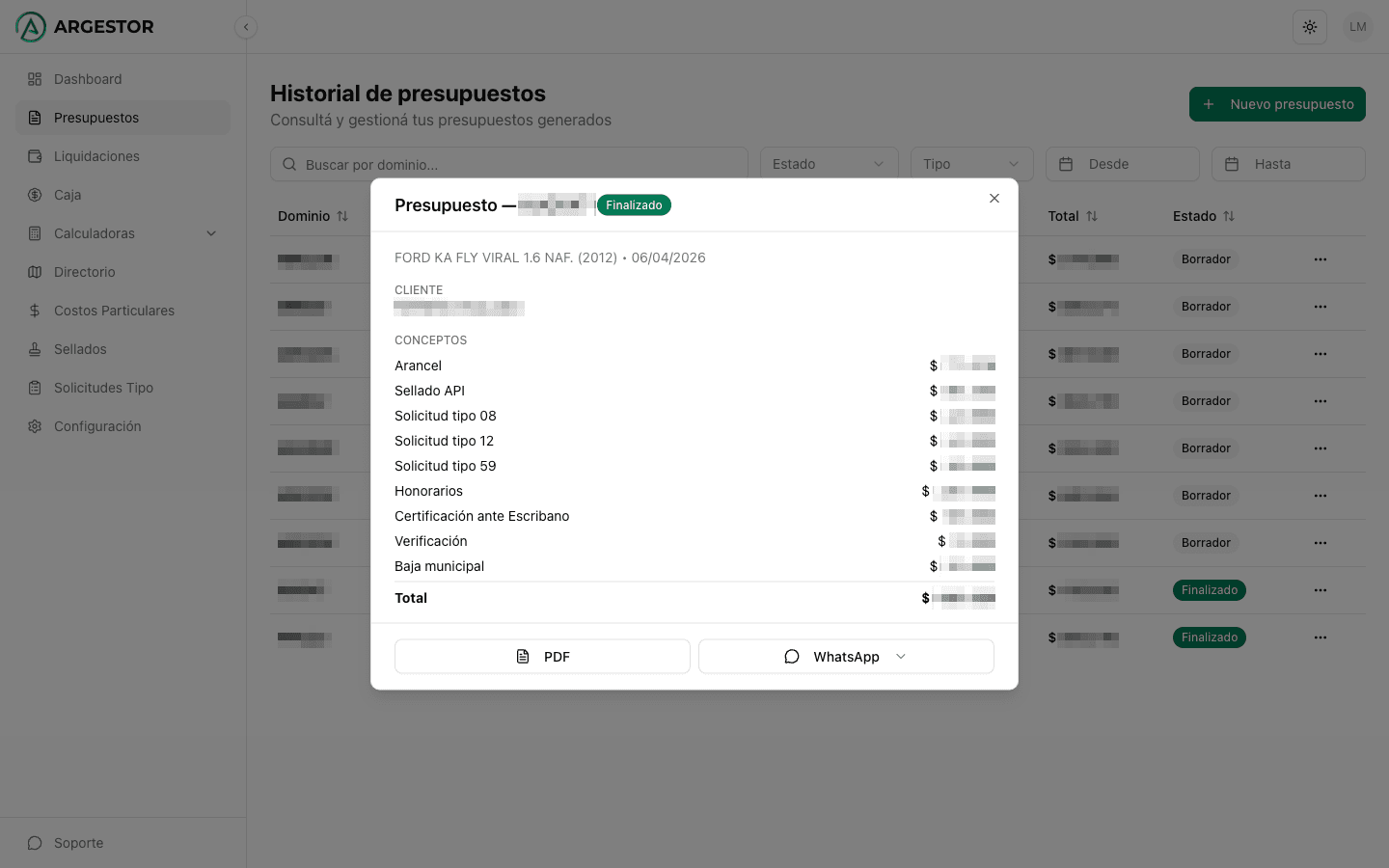 Presupuesto listo para descargar como PDF
